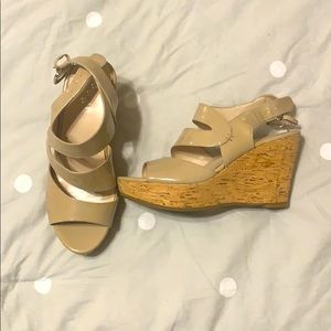 Tan wedge heels